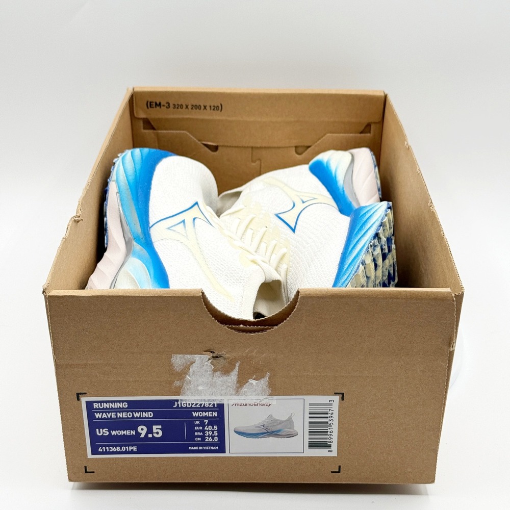 Mizuno Wave Neo Wind Running Shoes Womens 9.5 White Blue J1GD227821 Sneakers - Picture 4 of 12